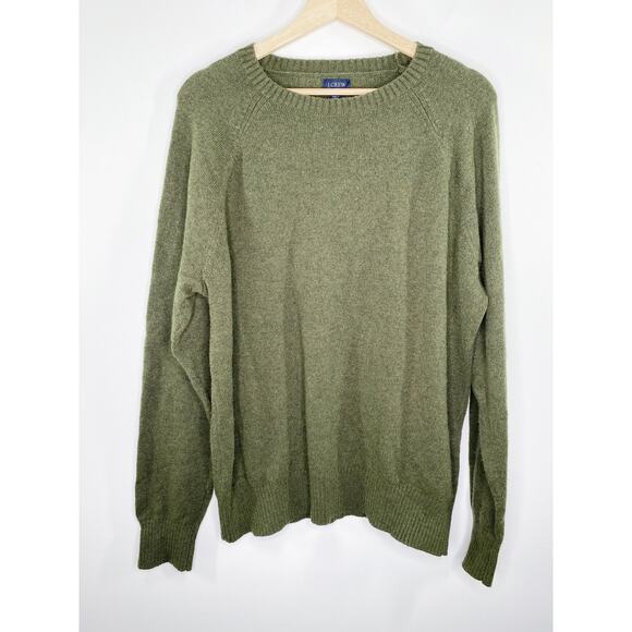 J.Crew Factory Marled Olive Green Lambswool Blend Sweater Men's Size Large L - Picture 1 of 9